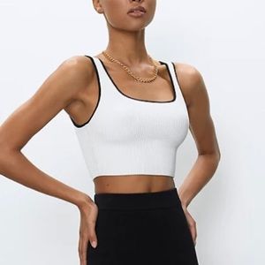 Sculpt Knit Squareneck Cropped Tank